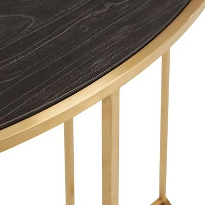 Jocelyn Antique Metal Half Round Sofa Table Gold - Inspire Q 8 Jocelyn Antique Metal Half Round Sofa Table Gold - Inspire Q - Image 6