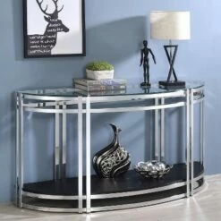 Newbliss Glass Top Sofa Table - miBasics Chrome