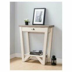 Risa Contemporary 1 Drawer Console Table Ivory /Light Oak - HOMES: Inside + Out