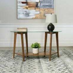 Harper Wood/Glass Console Table Brown - Abbyson Living