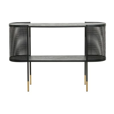 Olivia & May Contemporary Metal Oval Console Table Black - Olivia & May 6 Olivia & May Contemporary Metal Oval Console Table Black - Olivia & May - Image 4
