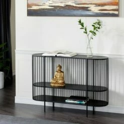 Olivia & May Contemporary Metal Console Table Black - Olivia & May