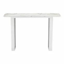 Modern Rectangular Faux Marble Console Table - Stone, Brushed Stainless Steel - Zm Home -Console Tables Sales unnamed file 5703