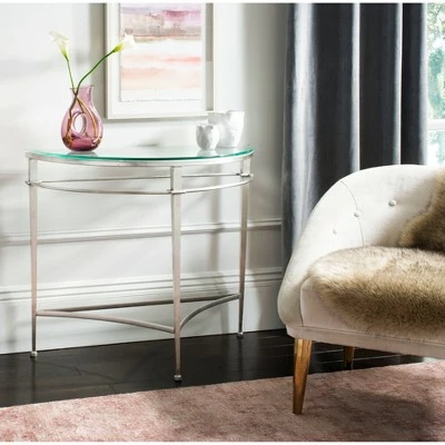 Baur Antique Silver Glass Console Table Antique Silver - Safavieh 3 Baur Antique Silver Glass Console Table Antique Silver - Safavieh