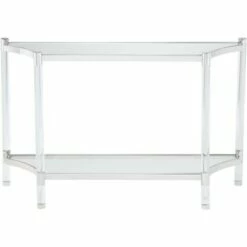 55 Downing Street Modern Acrylic Rectangular Console Table 48" x 16" with Shelf Clear Thin Sleek Legs Living Room Bedroom Bedside -Console Tables Sales unnamed file 5735