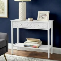 Raya Console Table with Drawer - Buylateral White