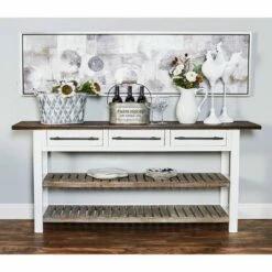 Olivia & May Farmhouse Wood Rectangle Console Table White - Olivia & May