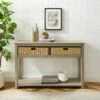 Mission Entry Table with Woven Baskets - Saracina Home Rustic Oak -Console Tables Sales unnamed file 618