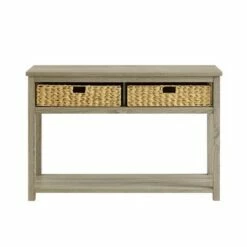 Mission Entry Table with Woven Baskets - Saracina Home Rustic Oak -Console Tables Sales unnamed file 620