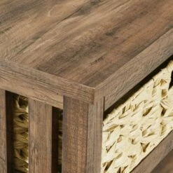 Mission Entry Table with Woven Baskets - Saracina Home Rustic Oak -Console Tables Sales unnamed file 622