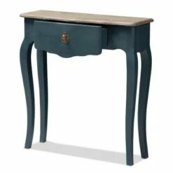 Mazarine Classic and Provincial Spruce Finished Console Table Blue - Baxton Studio