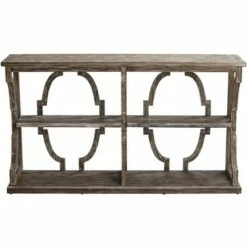Crestview Collection Farmhouse Chestnut Wood Three-Tier Console Table 64" x 36" Brown Antique White for Living Room Entryway House -Console Tables Sales unnamed file 696