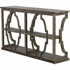 Crestview Collection Farmhouse Chestnut Wood Three-Tier Console Table 64" x 36" Brown Antique White for Living Room Entryway House -Console Tables Sales unnamed file 698