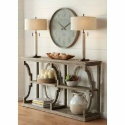 Crestview Collection Farmhouse Chestnut Wood Three-Tier Console Table 64" x 36" Brown Antique White for Living Room Entryway House -Console Tables Sales unnamed file 700