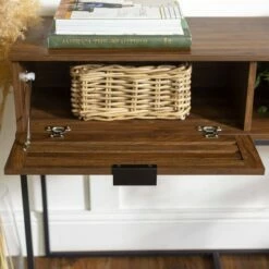 Visconti Boho Slat Door Entry Table - Saracina Home Dark Walnut -Console Tables Sales unnamed file 752