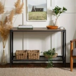 Benny Urban Industrial Angle Iron Entryway Table - Saracina Home Dark Walnut -Console Tables Sales unnamed file 781