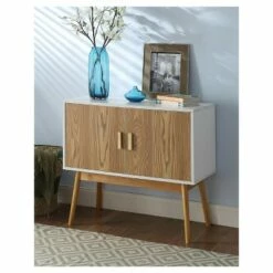 Oslo Storage Console White/Woodgrain - Breighton Home -Console Tables Sales unnamed file 792