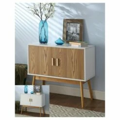Oslo Storage Console White/Woodgrain - Breighton Home -Console Tables Sales unnamed file 793