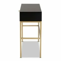 Uriel Two-Tone Wood and Metal 1 Drawer Console Table Natural Brown/Black/Gold - Baxton Studio -Console Tables Sales unnamed file 814