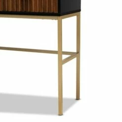 Uriel Two-Tone Wood and Metal 1 Drawer Console Table Natural Brown/Black/Gold - Baxton Studio -Console Tables Sales unnamed file 816