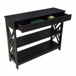 Titan 1 Drawer Console Table with Shelves - Breighton Home Black -Console Tables Sales unnamed file 843