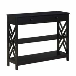 Titan 1 Drawer Console Table with Shelves - Breighton Home Black -Console Tables Sales unnamed file 845