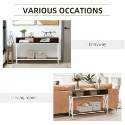 HOMCOM Industrial Style Entryway Console Table Desk with Shelf Living Room Bedroom 15 HOMCOM Industrial Style Entryway Console Table Desk with Shelf Living Room Bedroom -Console Tables Sales unnamed file 875