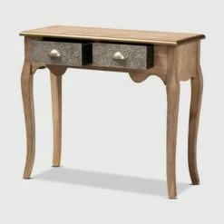 2 Drawer Clarice Natural Finished Wood and Metal Console Table Brown/Gold - Baxton Studio