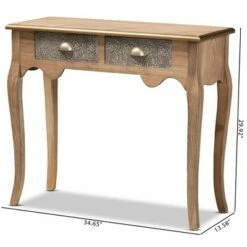 2 Drawer Clarice Natural Finished Wood and Metal Console Table Brown/Gold - Baxton Studio -Console Tables Sales unnamed file 888
