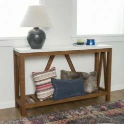 Taylen A Frame Farmhouse Entryway Console Table - Saracina Home Dark Walnut/white Oak -Console Tables Sales unnamed file 93