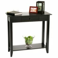 American Heritage Hall Table with Drawer Shelf - Breighton Home Black