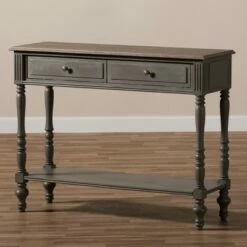 Noemie Country Cottage Farmhouse Finished 2 Drawer Console Table Brown - Baxton Studio -Console Tables Sales unnamed file 982